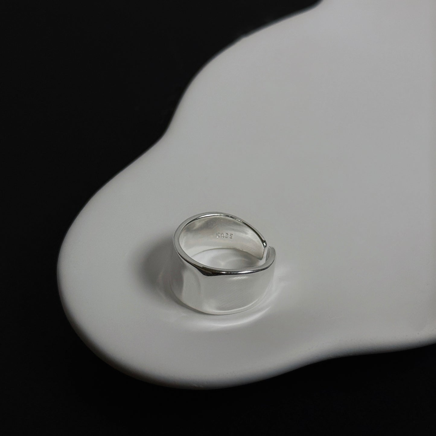 925 啞光寬版凹面戒指