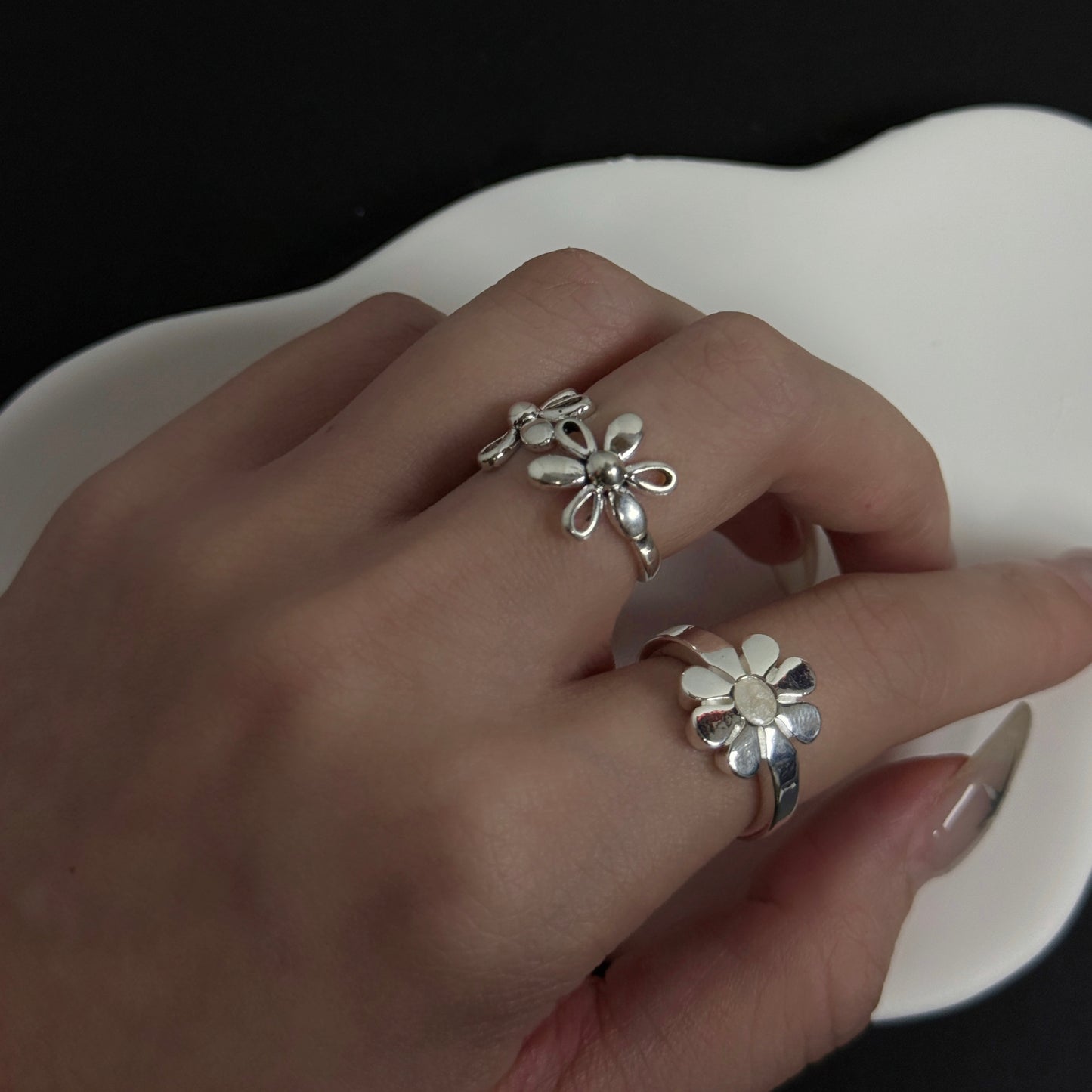 925 鏤空小雛菊戒指