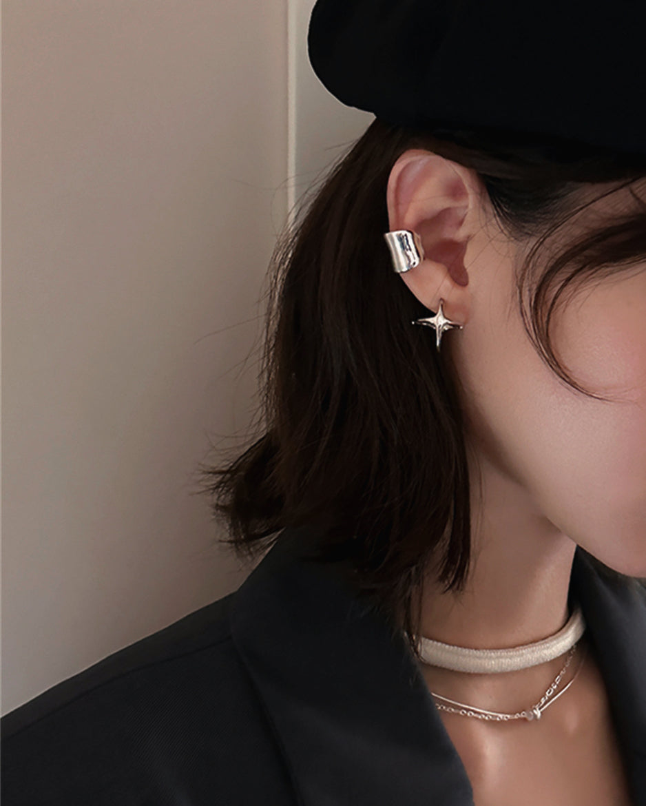 S925四芒星耳環