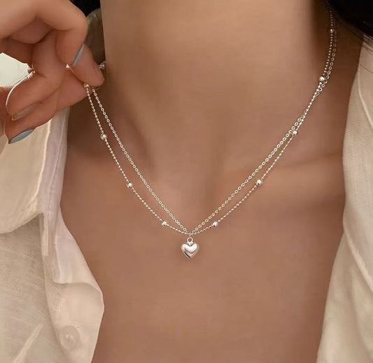 S925雙層愛心細鍊