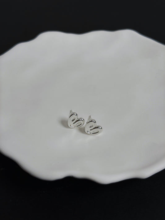 S925立體紋理愛心耳釘