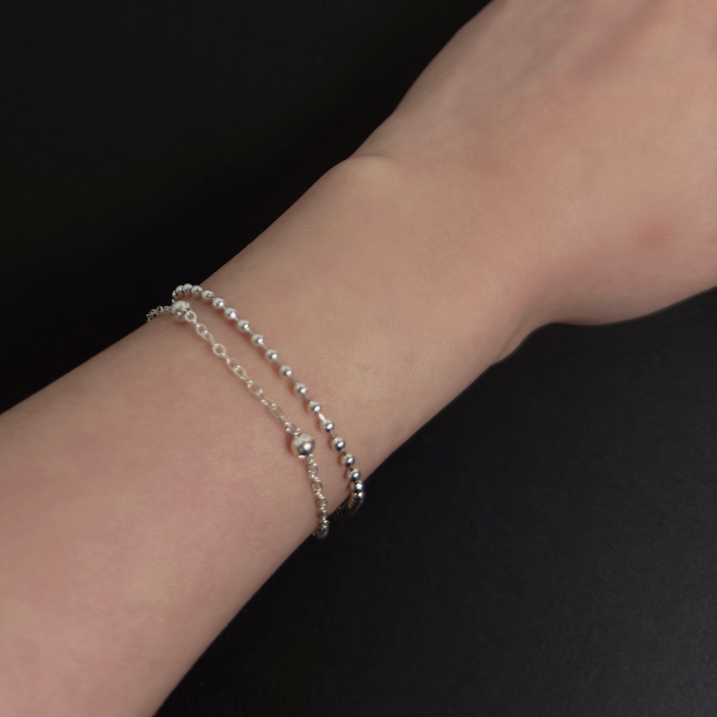 925雙層拼接碎銀珠手鍊