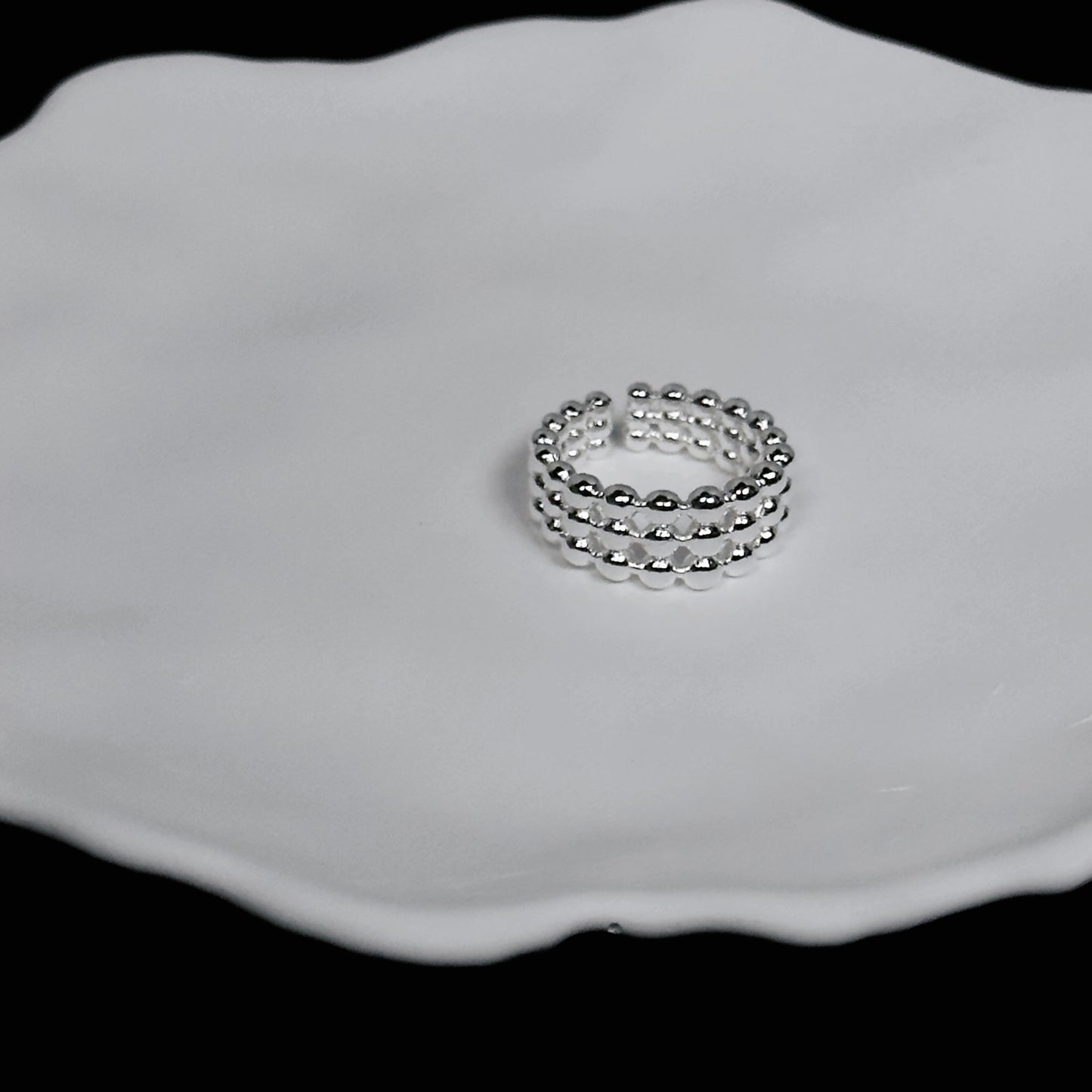 925多層圓珠開口戒指