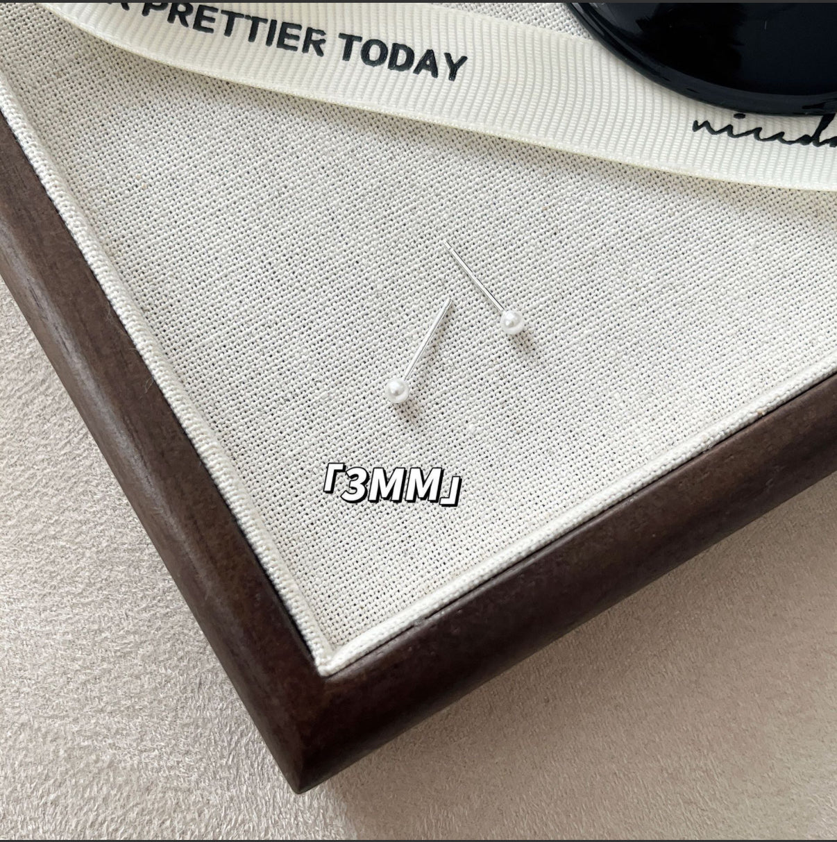 S925 3mm微珍珠耳釘