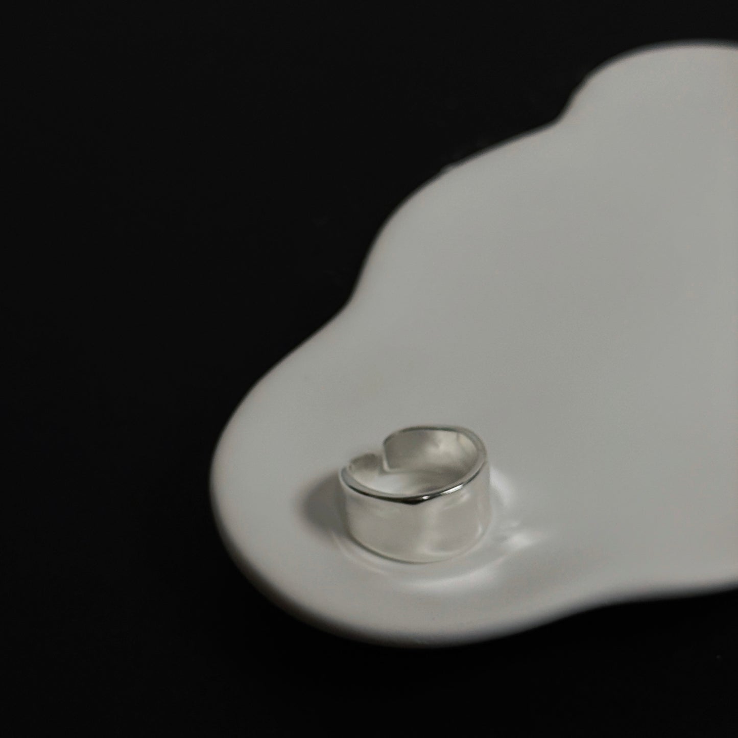 925 啞光寬版凹面戒指