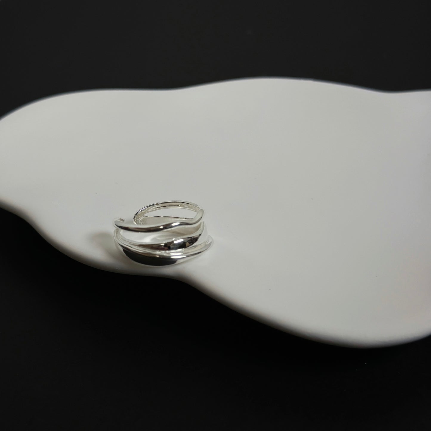 925 三層不規則流線戒指