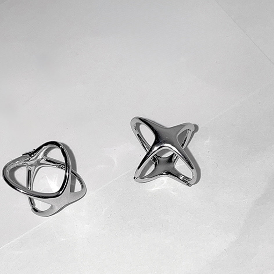 S925四芒星耳環
