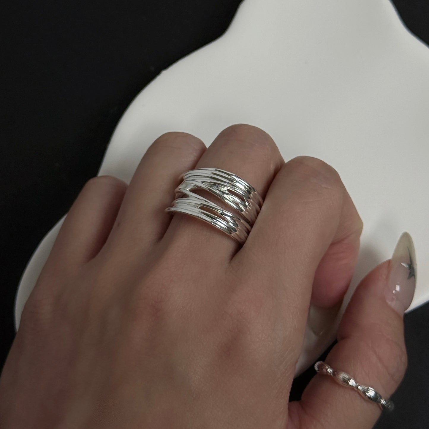 925解構纏繞絲線戒